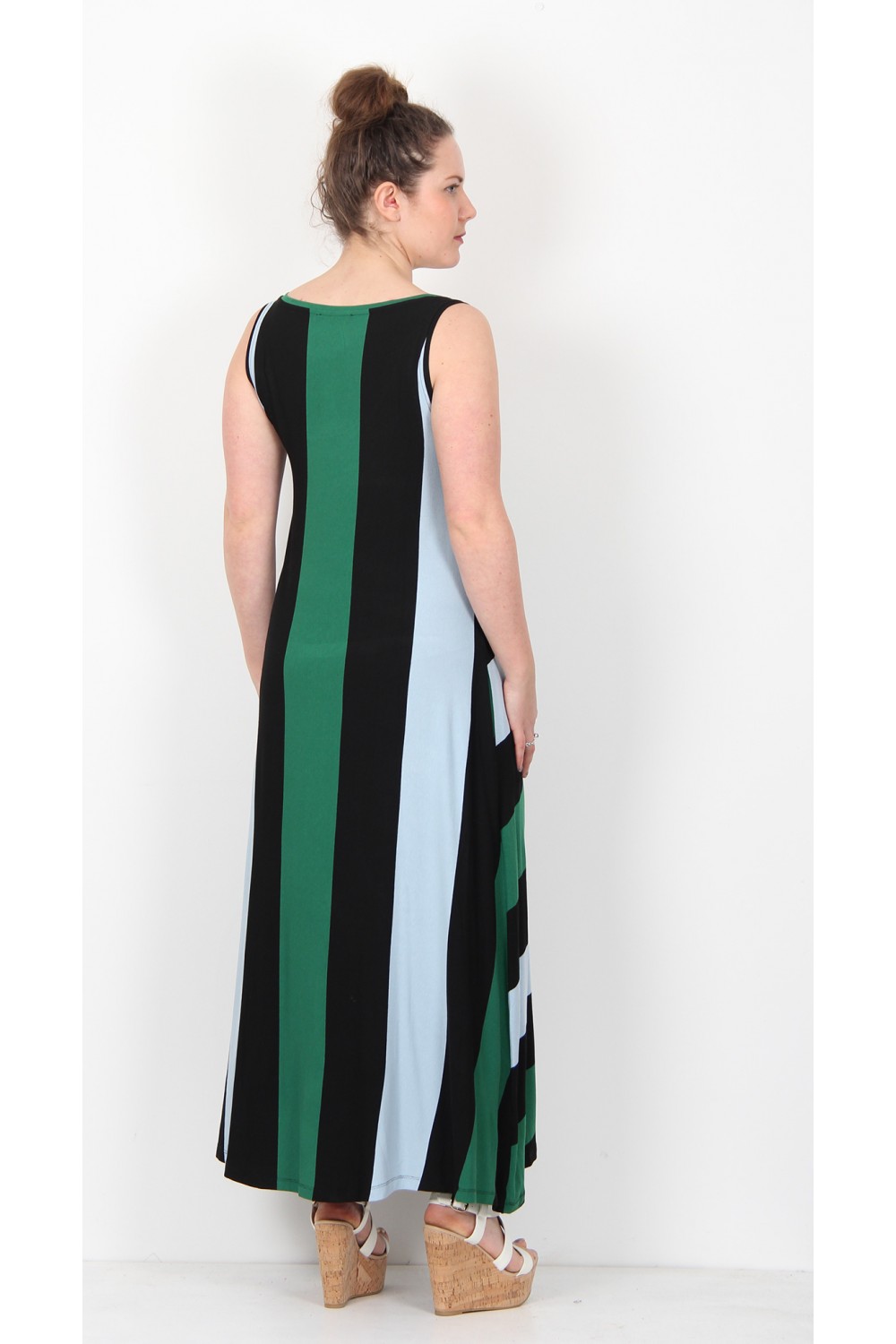 Alembika Stripe Sleeveless Dress Black Emerald