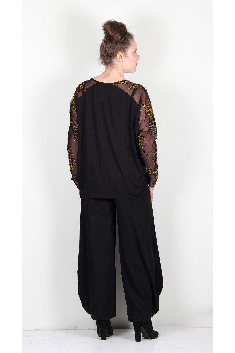 Alembika Floral Check Relaxed Top Black/Yellow