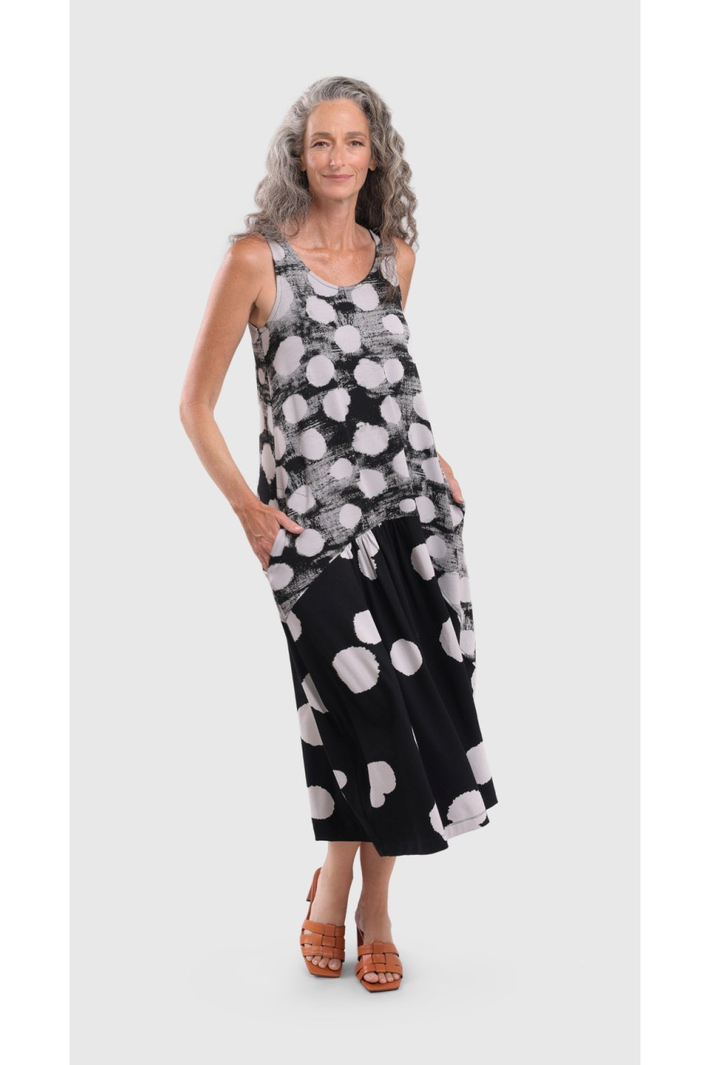 Alembika Cloud Spot Tank Dress Black.