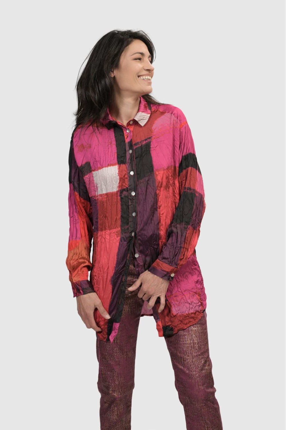 Alembika Cocktail Crinkle Shirt Magenta