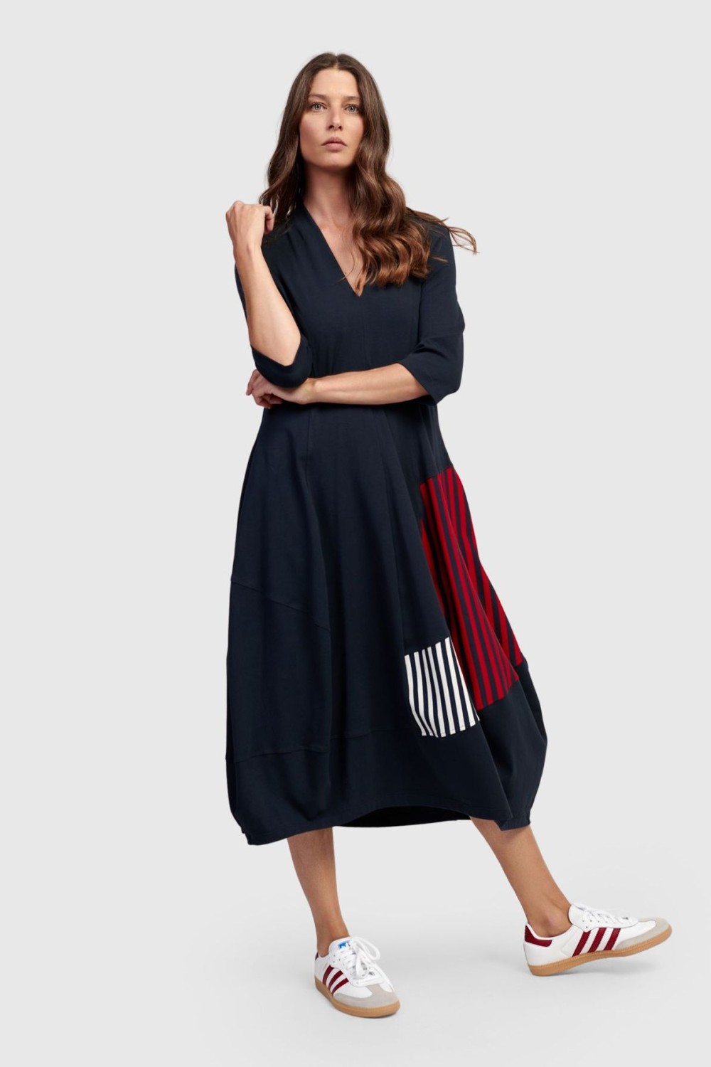 Alembika Alyssa Coccon V-Neck Dress Navy (size6)