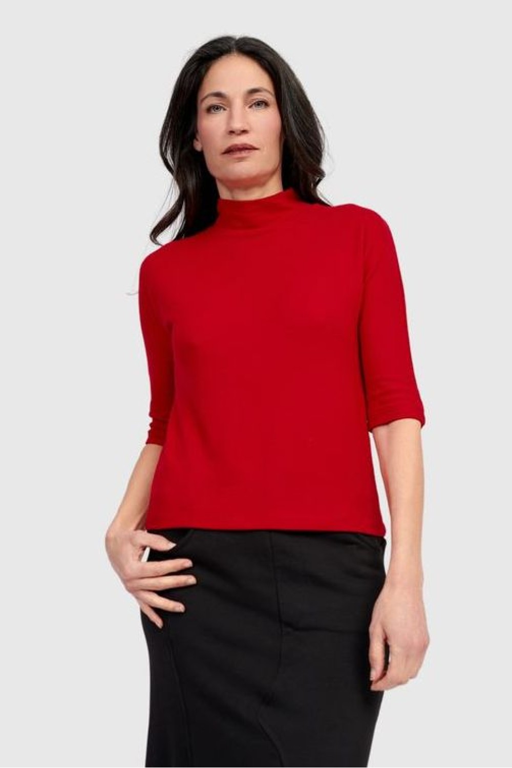 Alembika Soft Knit Mockneck Jumper Red