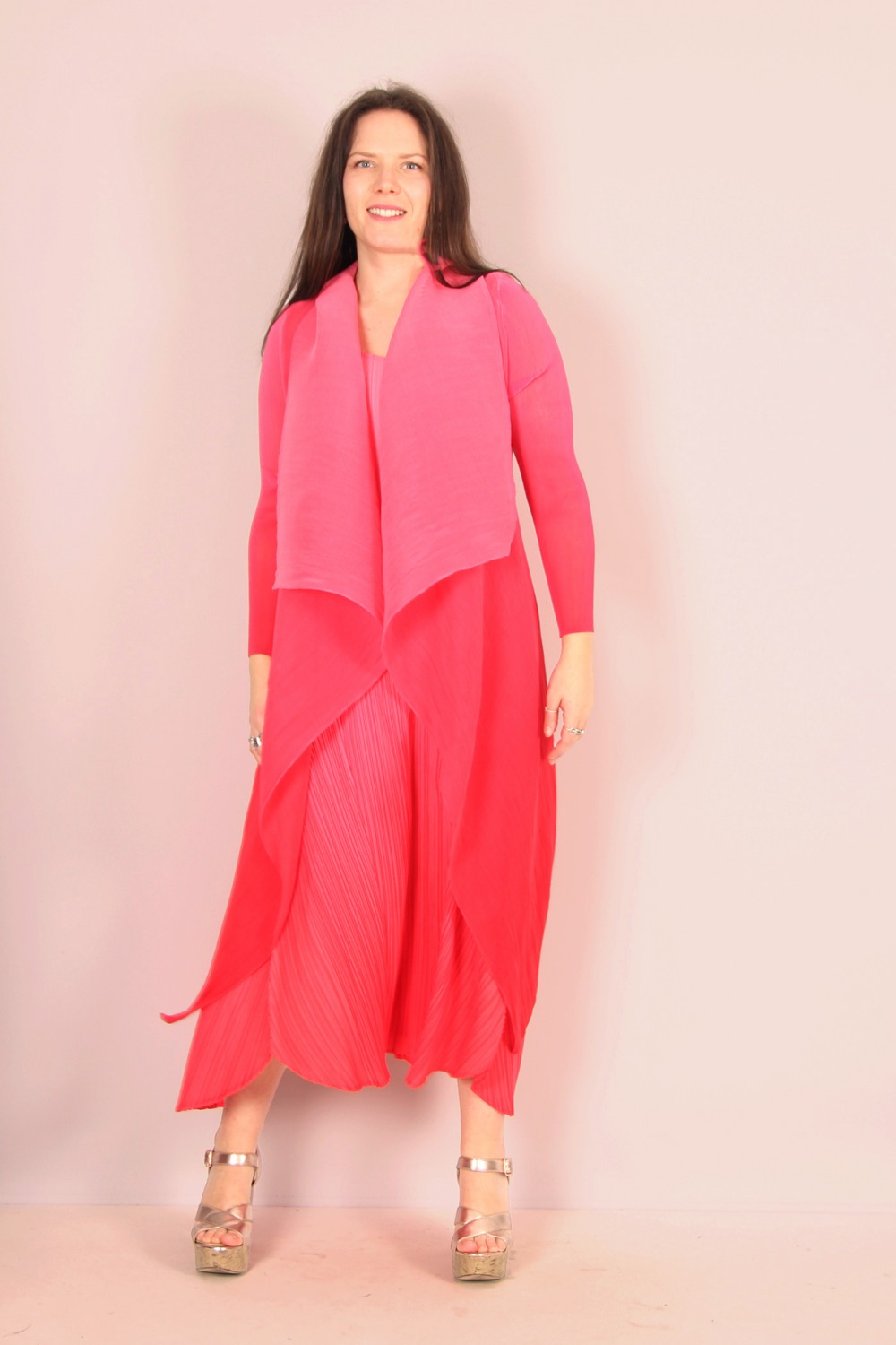 ALQUEMA Collare Pleat Coat Rosehip Ombre