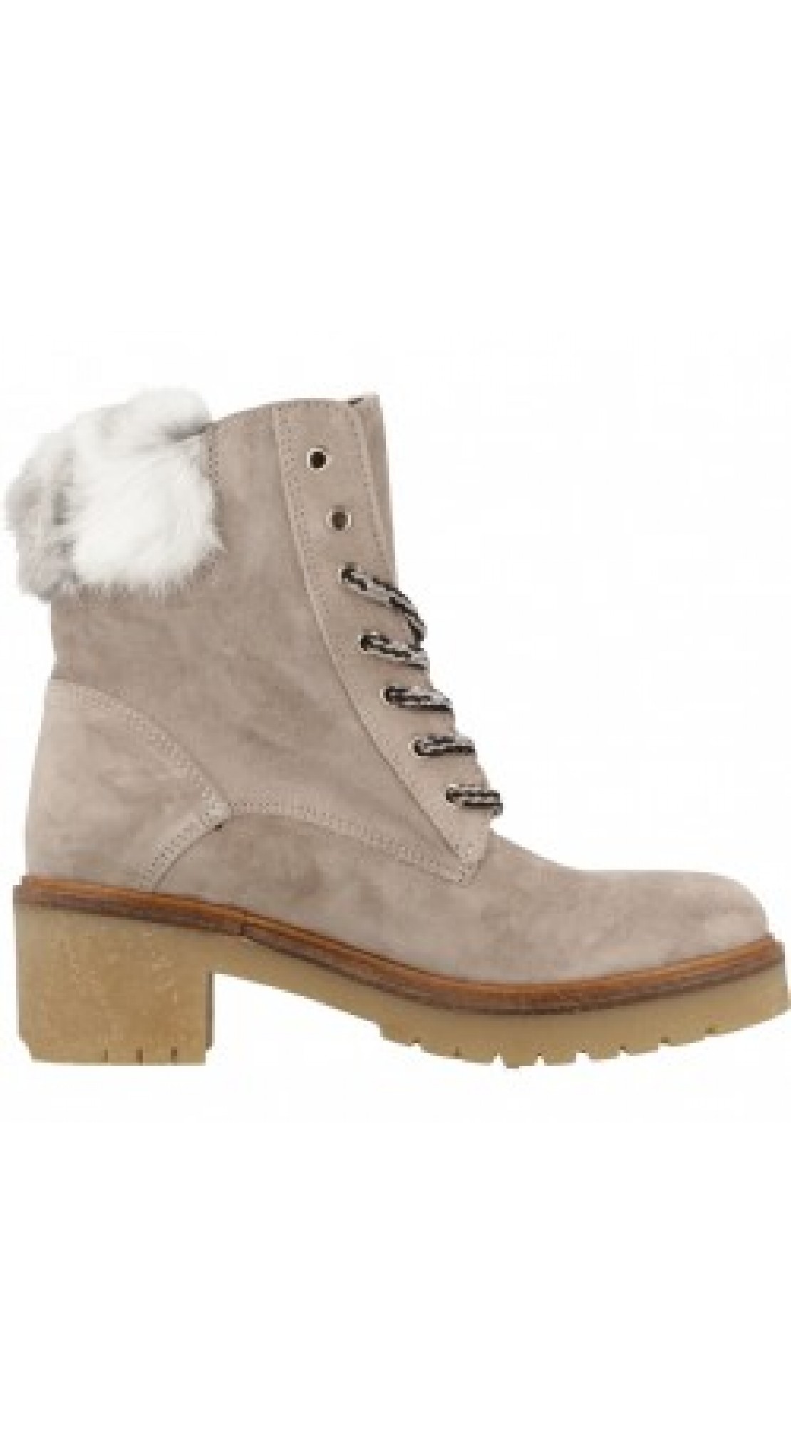 Alpe Team Fur Top Suede Lace Boot Grey