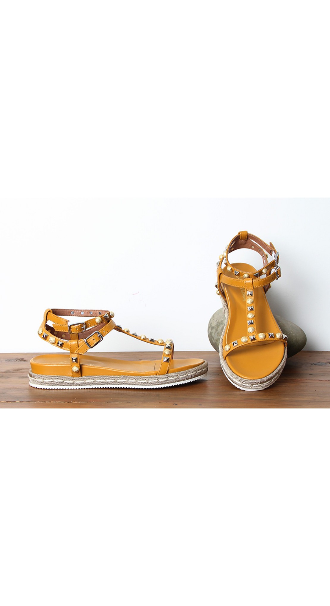 mustard gladiator sandals