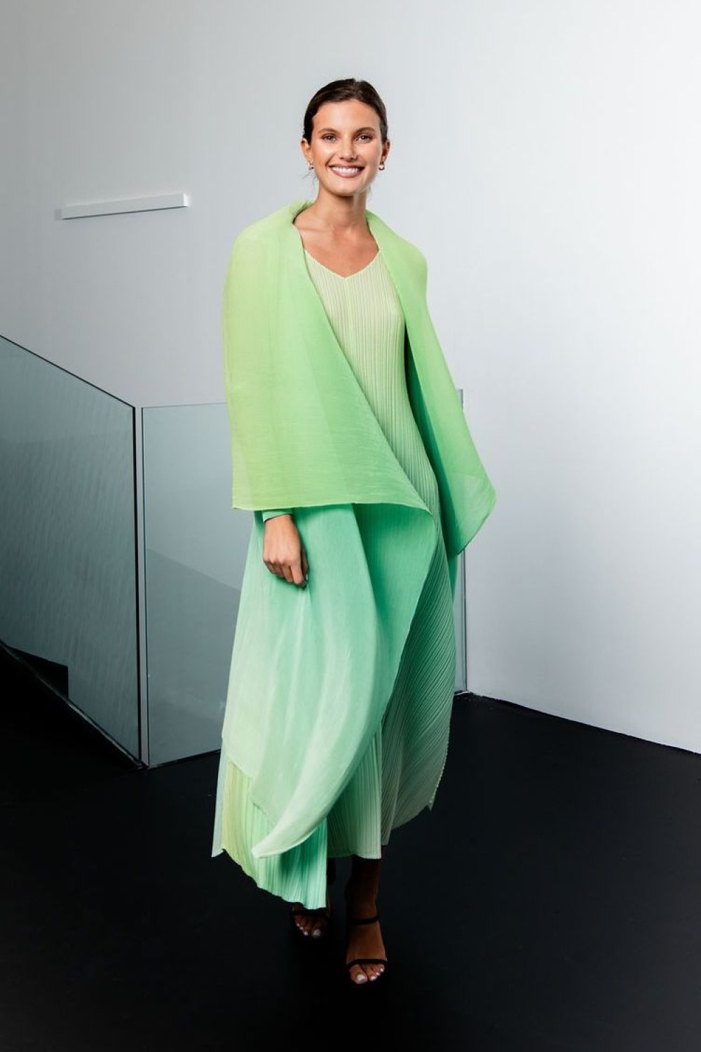 ALQUEMA Collare Pleat Coat Acid Lime