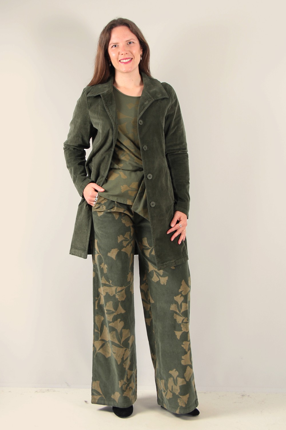 Blueberry Italia Velvet High Neck Jacket Moss
