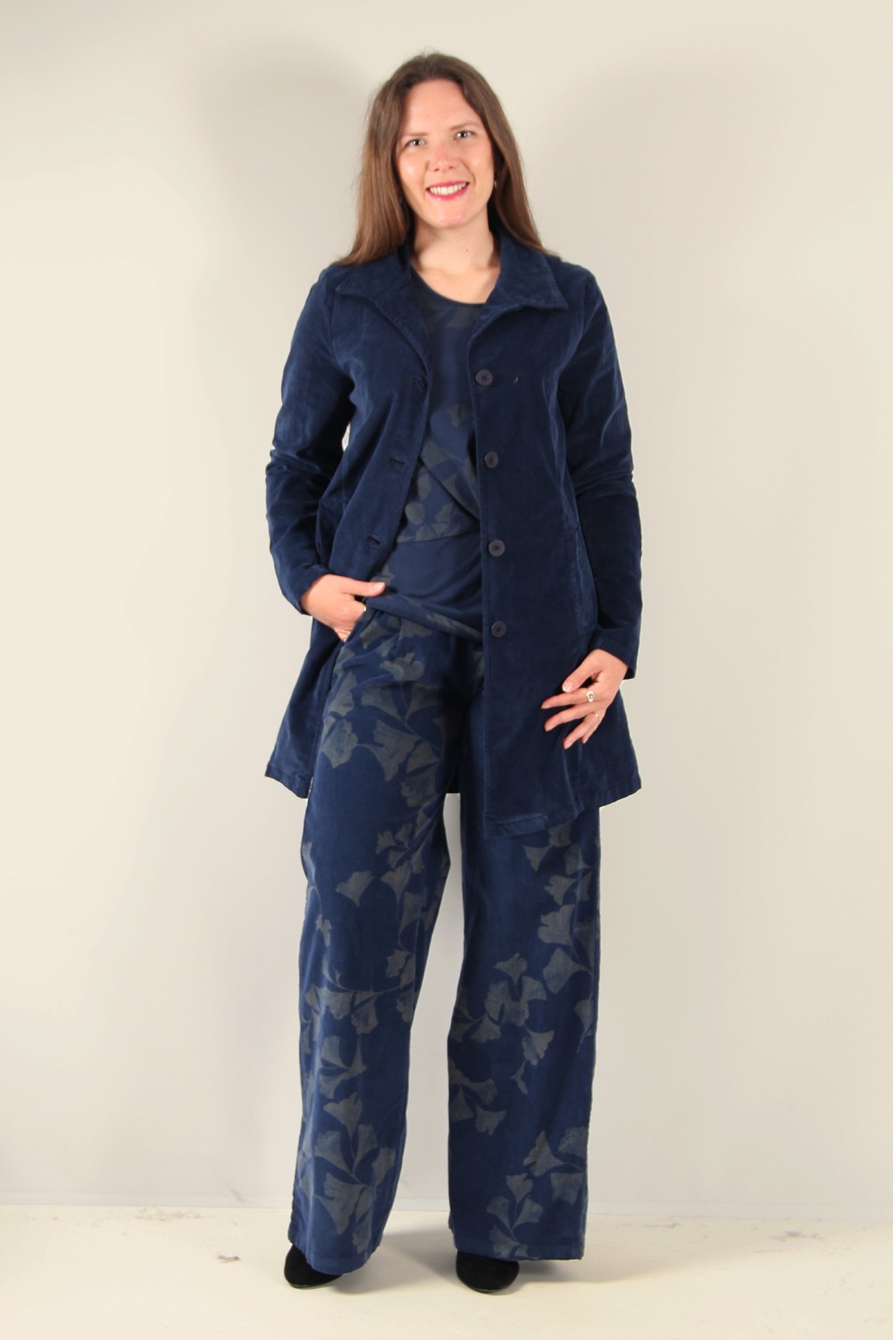 Blueberry Italia Velvet High Neck Jacket Navy