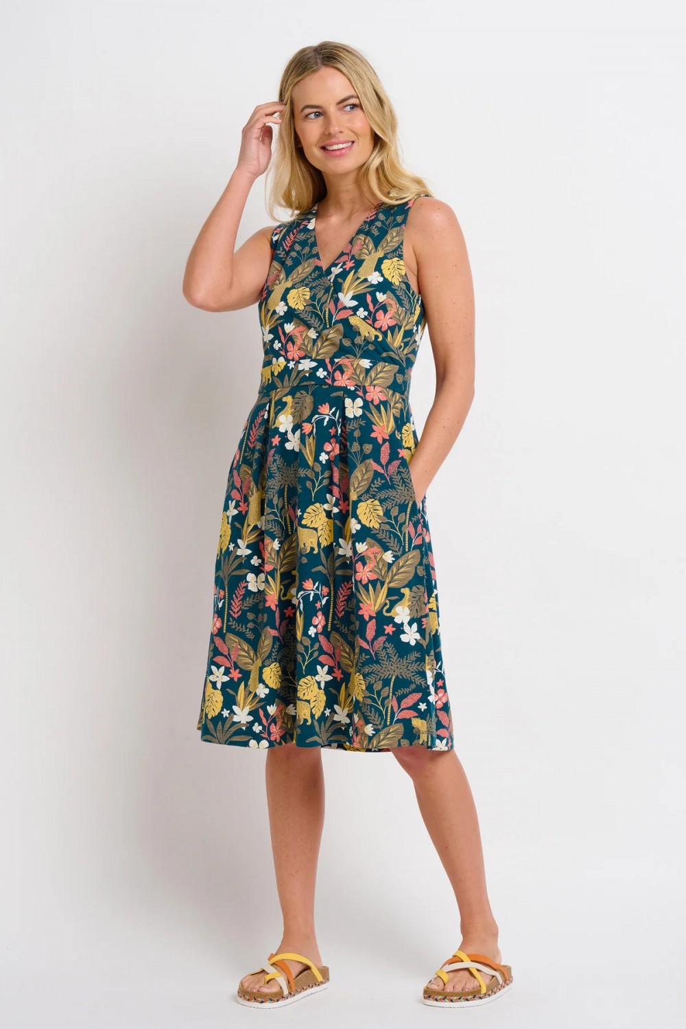 BRAKEBURN BOTANICAL JUNGLE WRAP DRESS MULTI