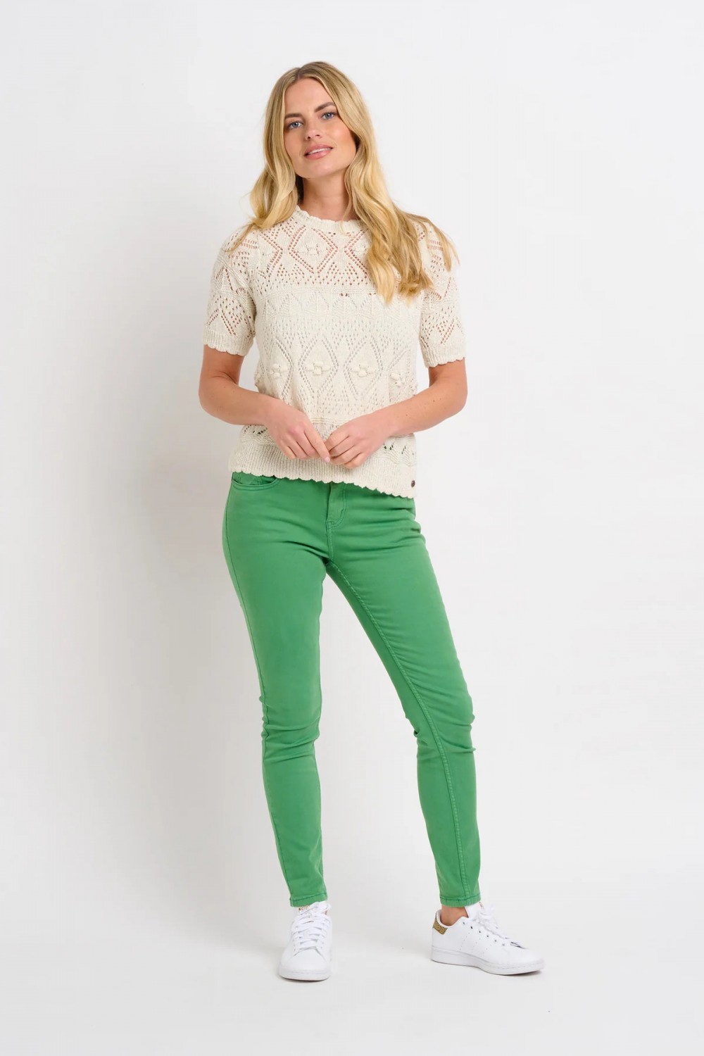 BRAKEBURN LACE KNIT TEE CREAM