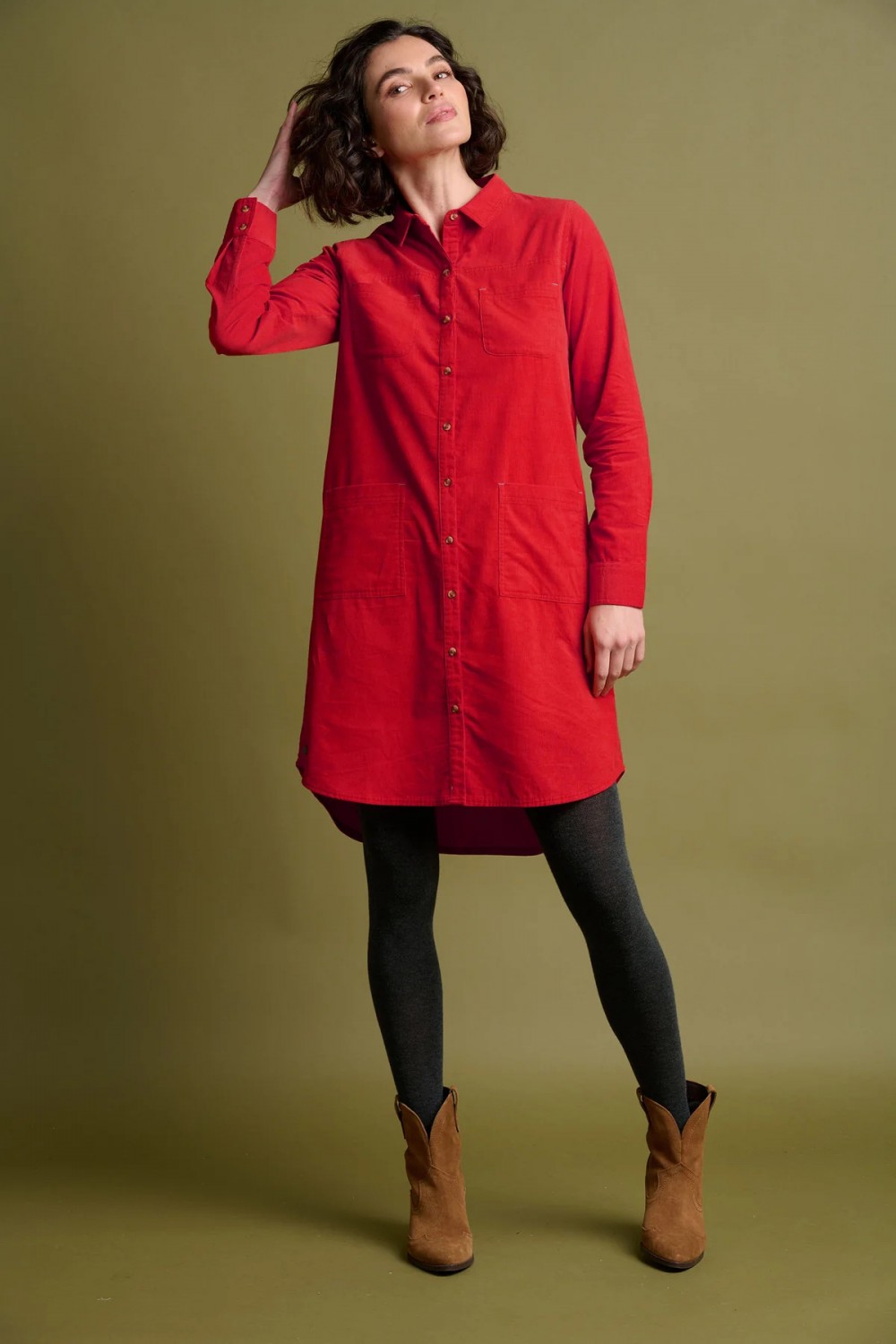 BRAKEBURN CAMERON CORD DRESS ORANGE