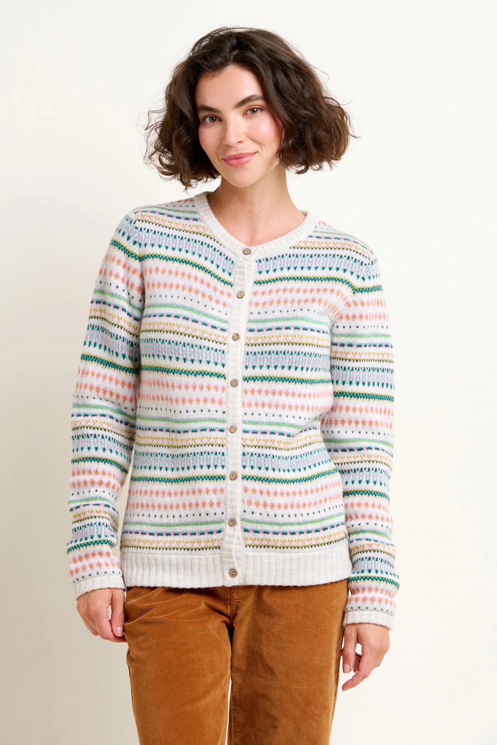 BRAKEBURN MULTICOLOUR FAIRISLE CARDIGAN