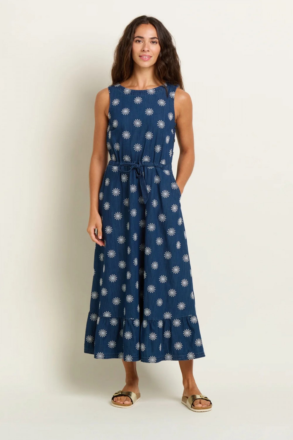 BRAKEBURN DAISY MAXI DRESS BLUE