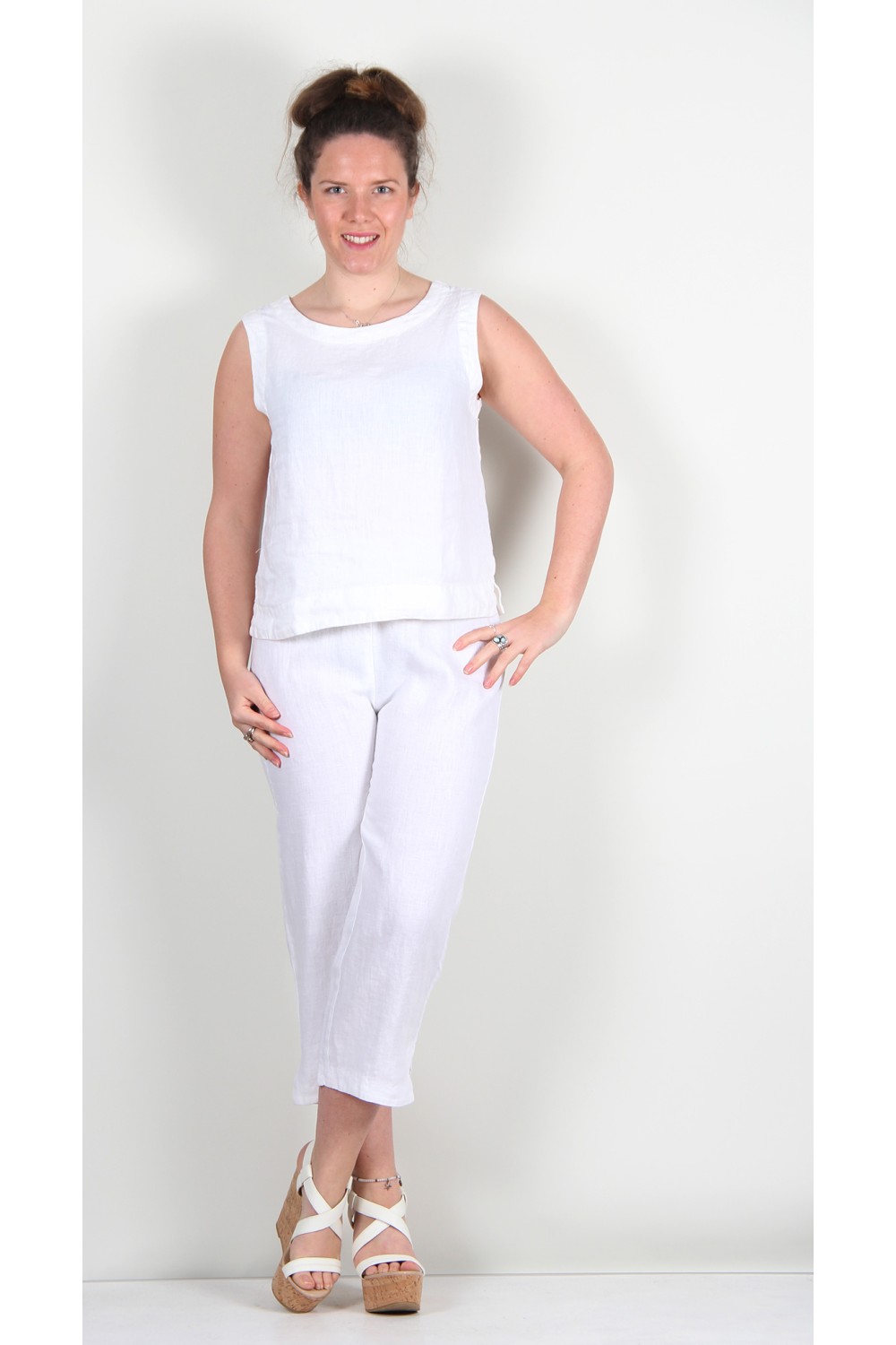 Cut Loose Clothing Soft Top Capri Pants Bright White