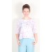 Cut Loose Clothing Linen Elbow Sleeve Top Wild Flowers White