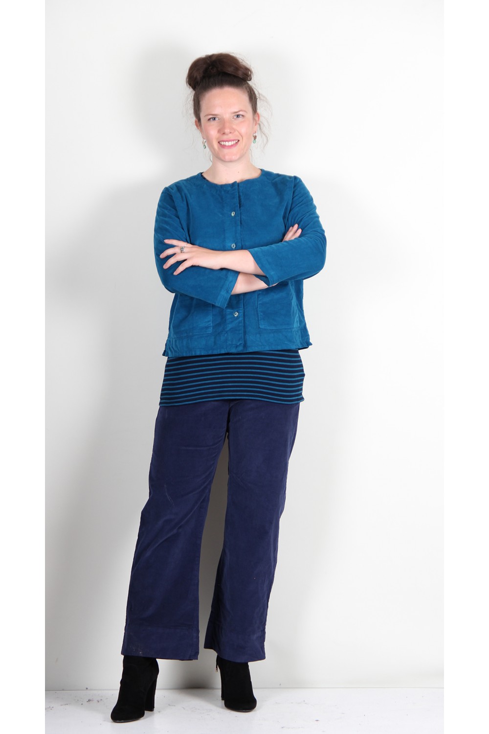 Cut Loose Needle Corduroy 3/4 Sleeve Jacket Deep Sea