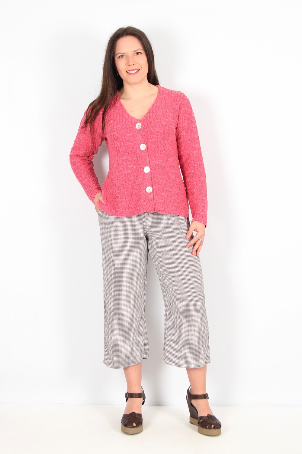 Cut Loose Textured Puff Sleeve Cardi Watermelon