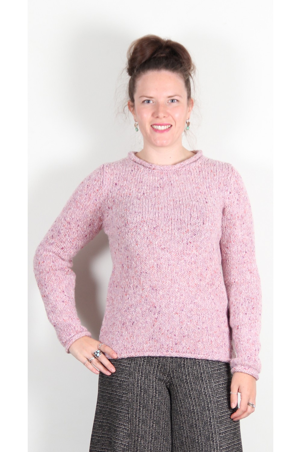 Fisherman Out of Ireland Rolled Edge Knit Wild Rose