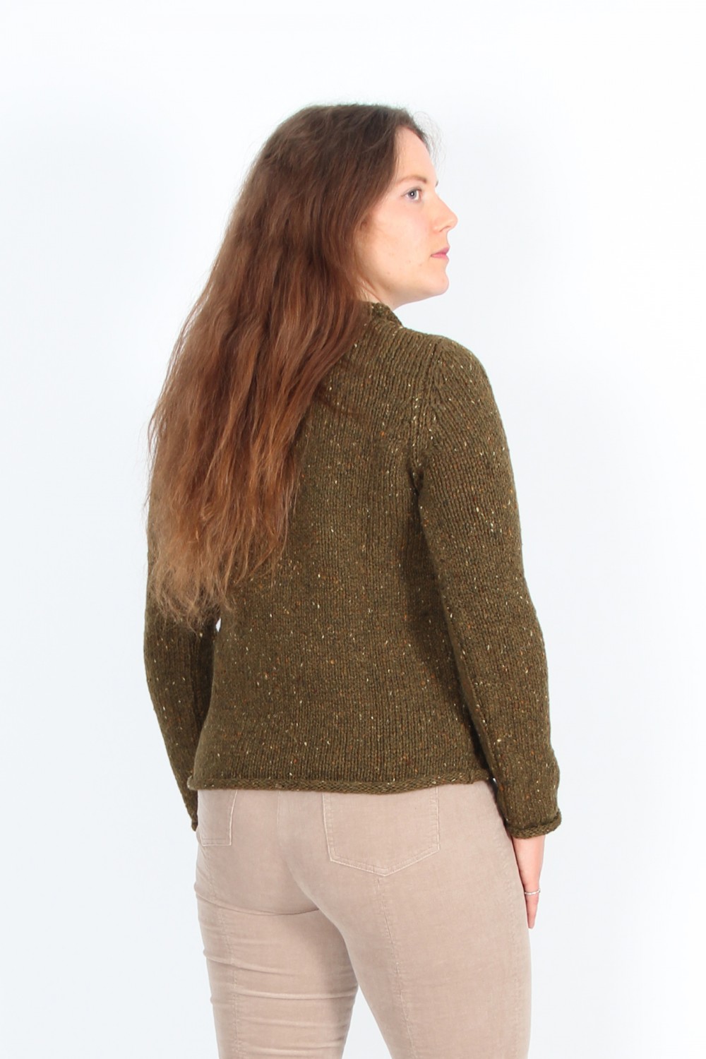 Fisherman Out of Ireland Rolled Edge Knit Olive