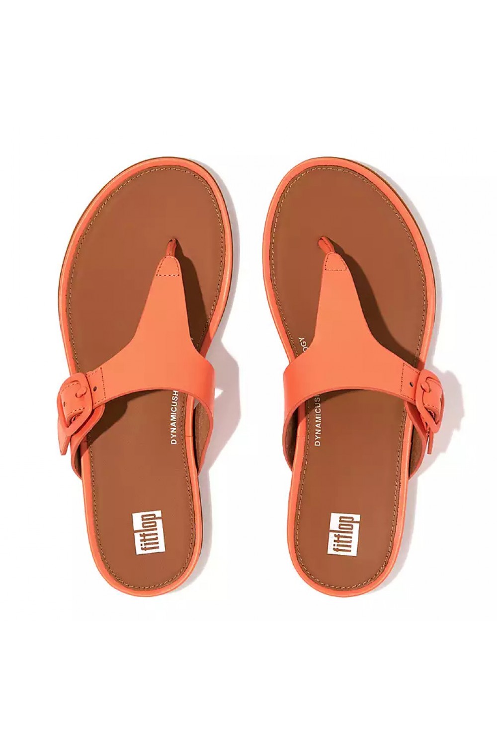 Fitflop GRACIE Matt-Buckle Leather Toe-Post Sandals Sunshine Coral