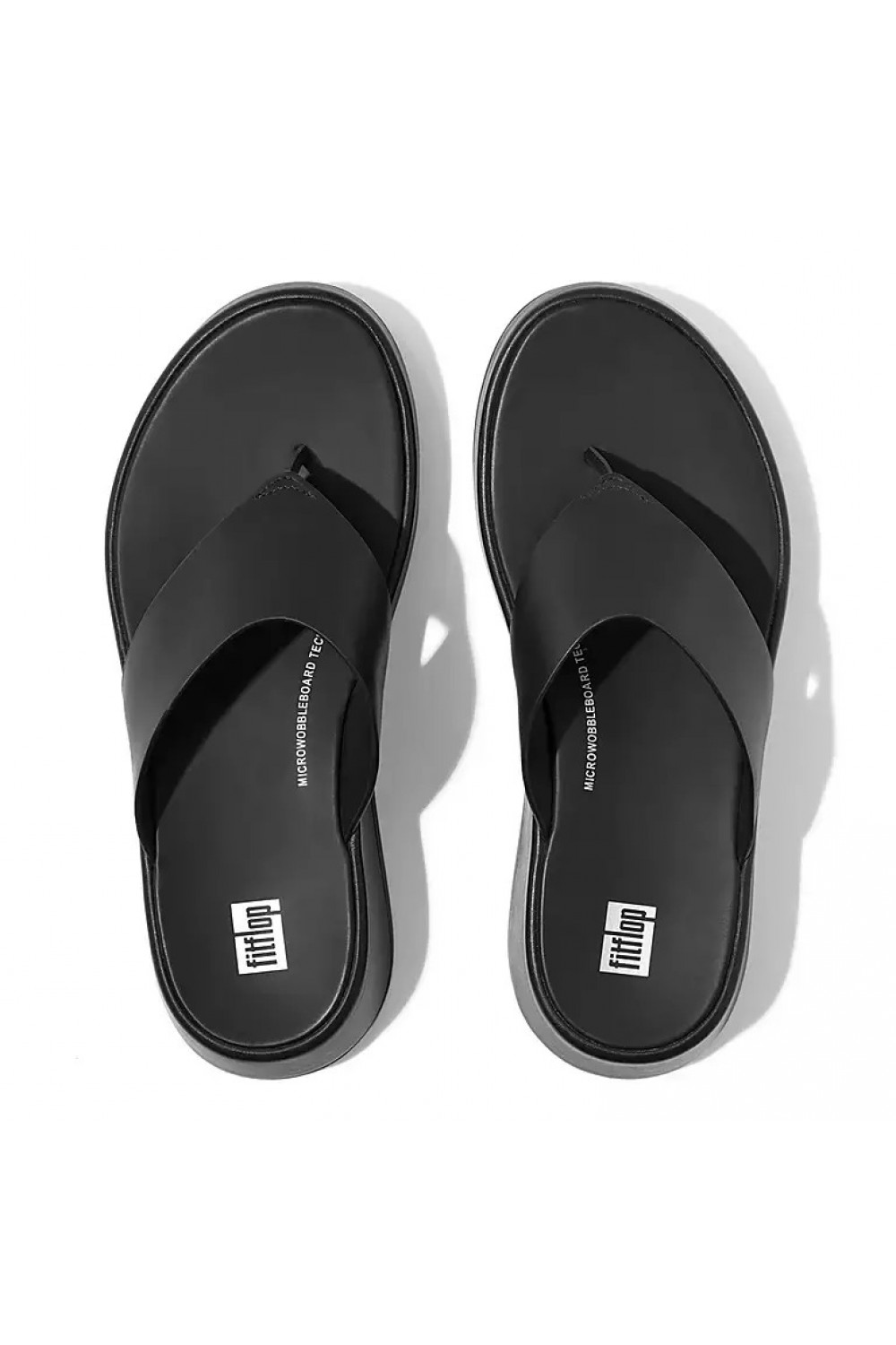 Fitflop F-MODE Luxe Leather Flatform Toe-Post Sandals All Black