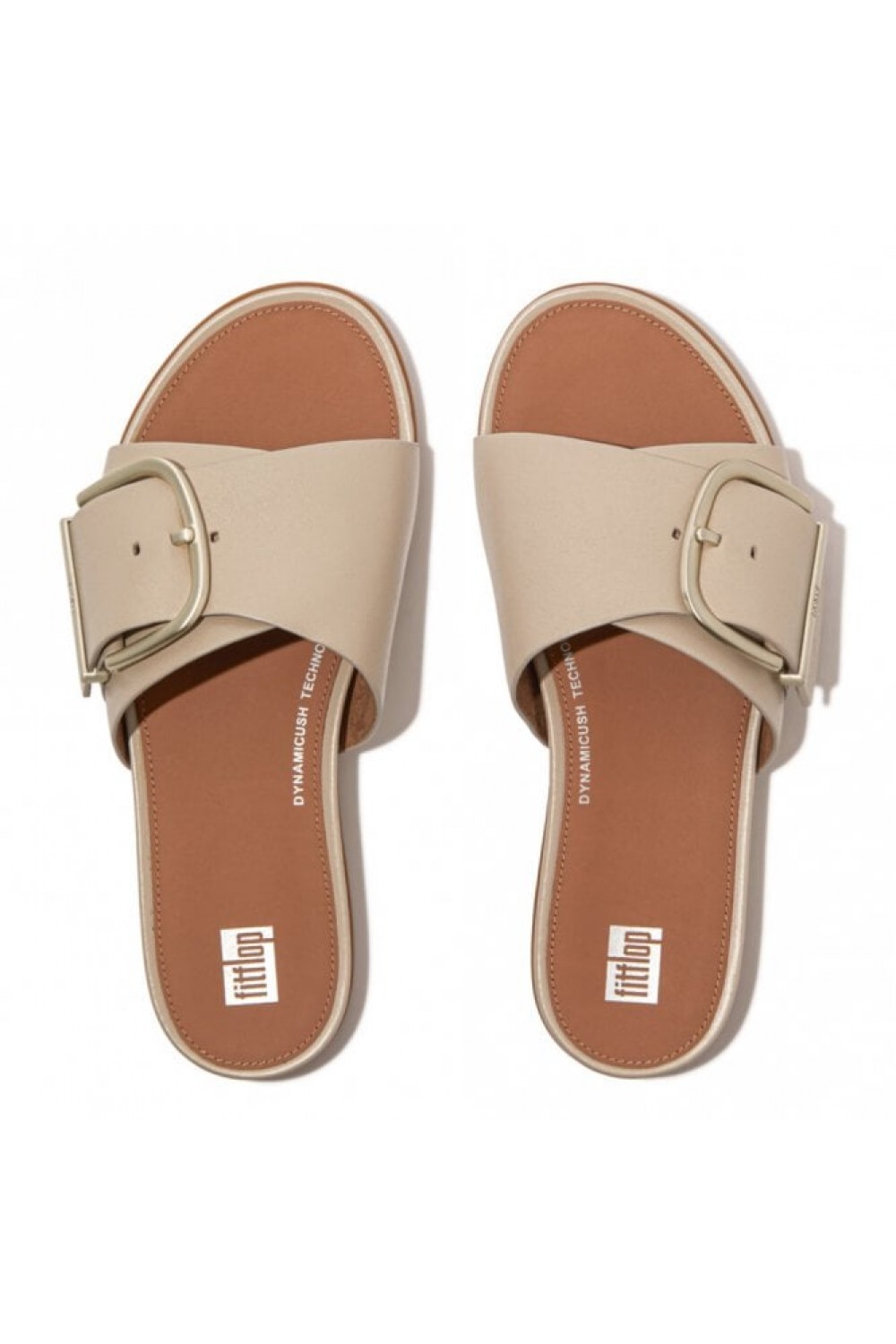 Fitflop Gracie Maxi-buckle Leather Slides Stone Beige