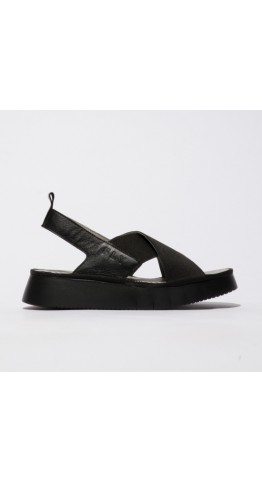 FLY LONDON Cand362 Wedge Sandal Black