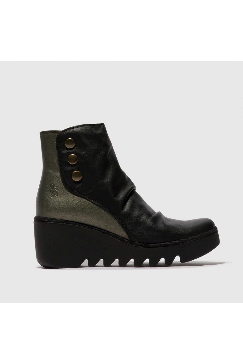 FLY LONDON Brom344 Zip Up Ankle Boot Black/Graphite