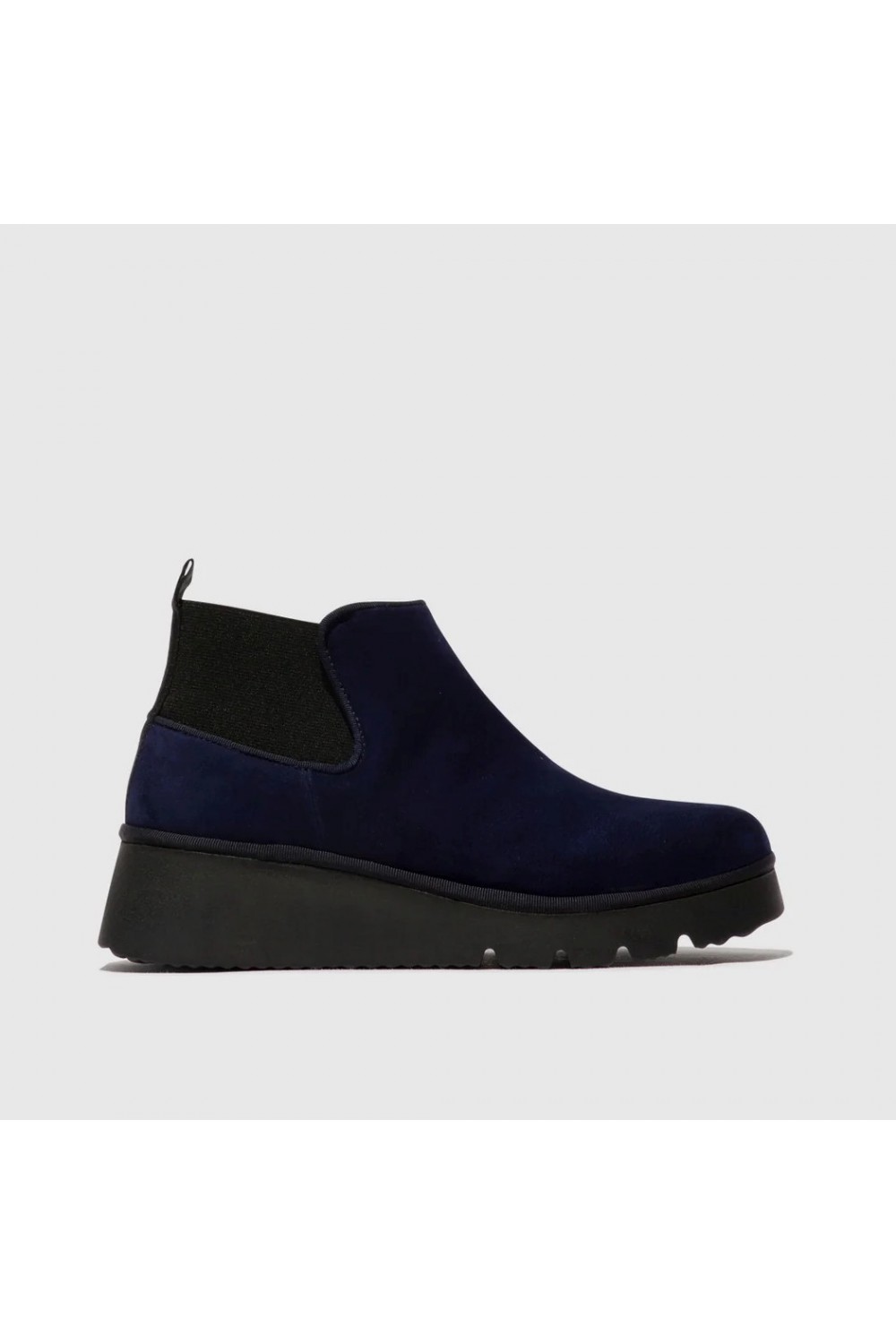 FLY LONDON Pada403 Pull On Ankle Boot Kid Suede Navy