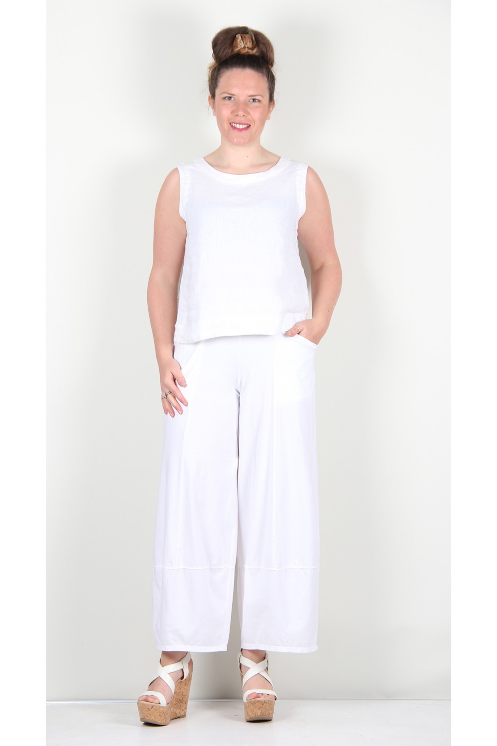 Grizas Jersey Bubble Trousers White