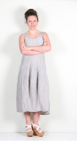Grizas Linen Silk Crinkle Sleeveless Dress Platinum