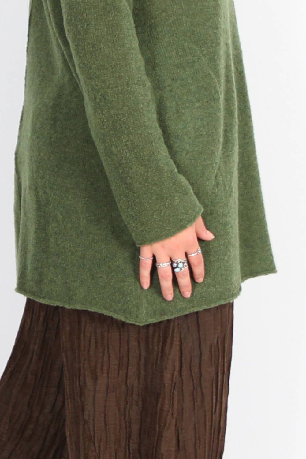 Grizas Boucle Cowl Neck Knit Tunic Leaf