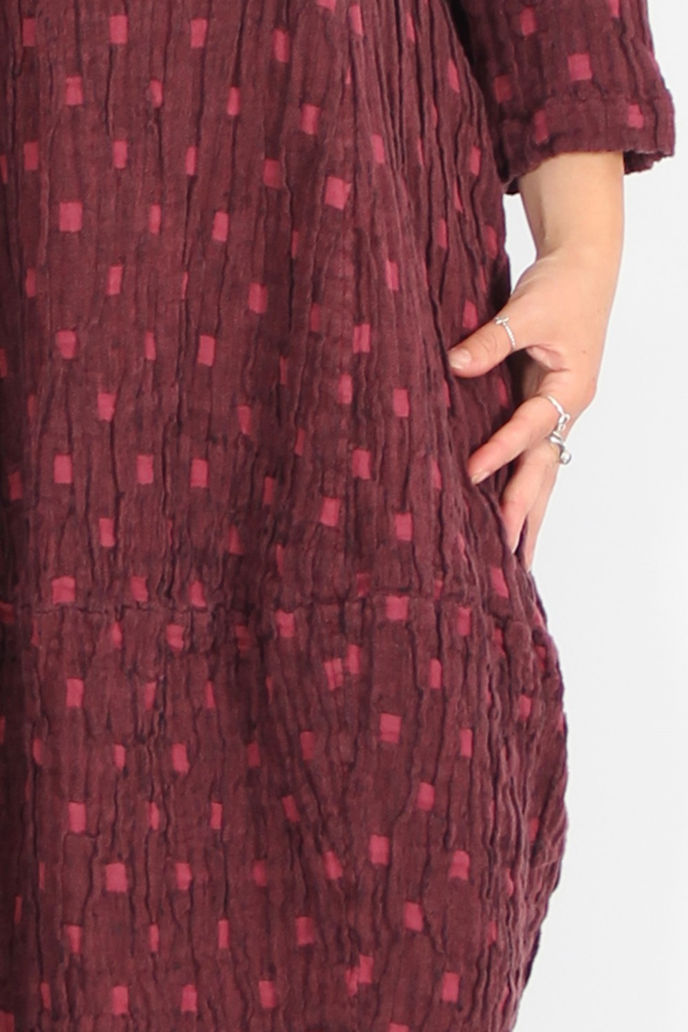 Grizas Textured Linen/Cotton Balloon Dress Raspberry