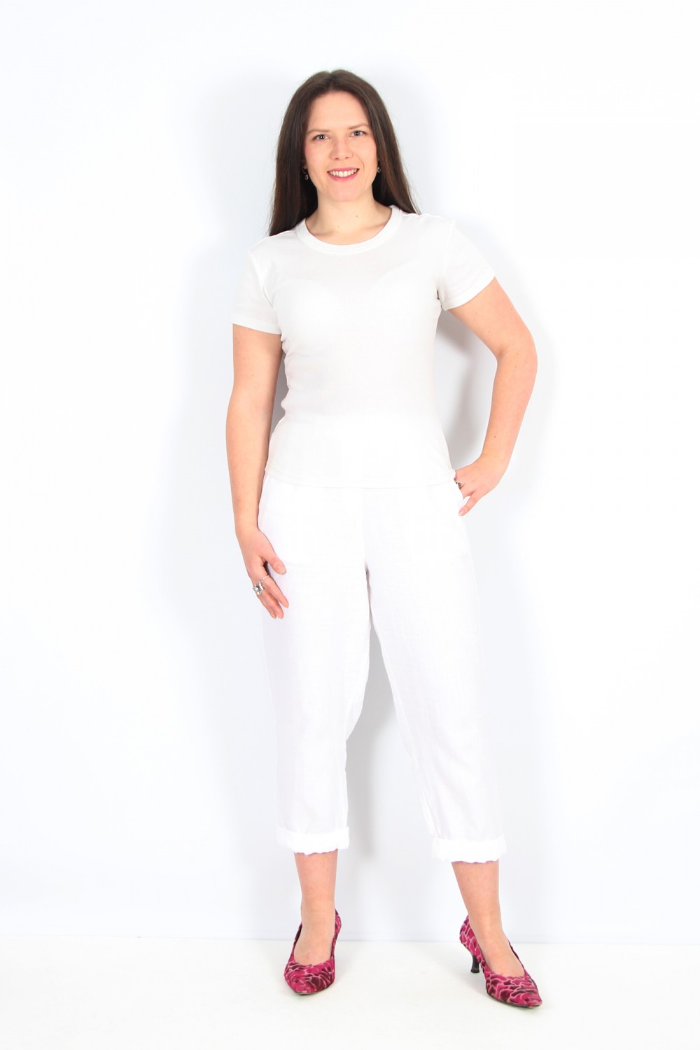 LINEN - VISCOSE TROUSERS - Oyster-white