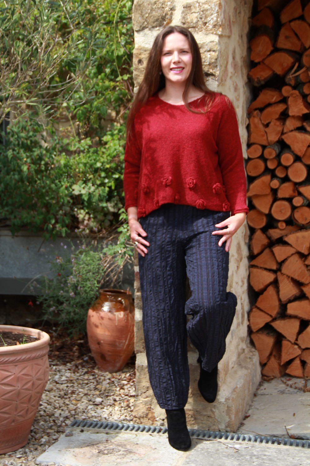 Grizas Flowers Wool Mousse Knit Berry