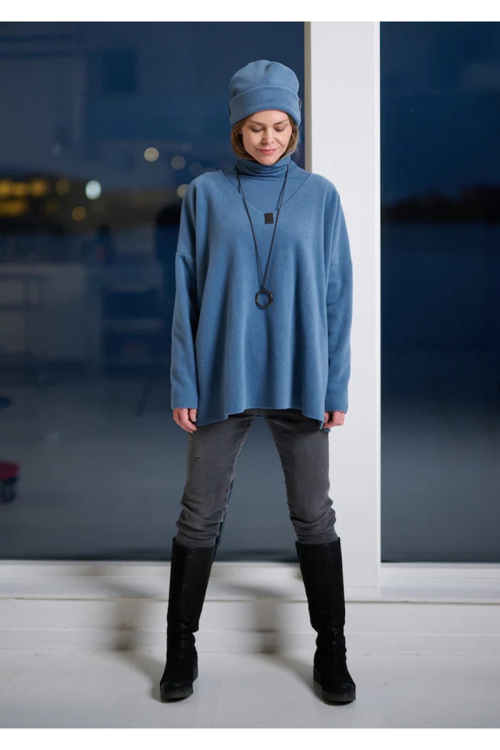HENRIETTE STEFFENSEN BLOUSE V-NECK 1336 DUSTY BLUE