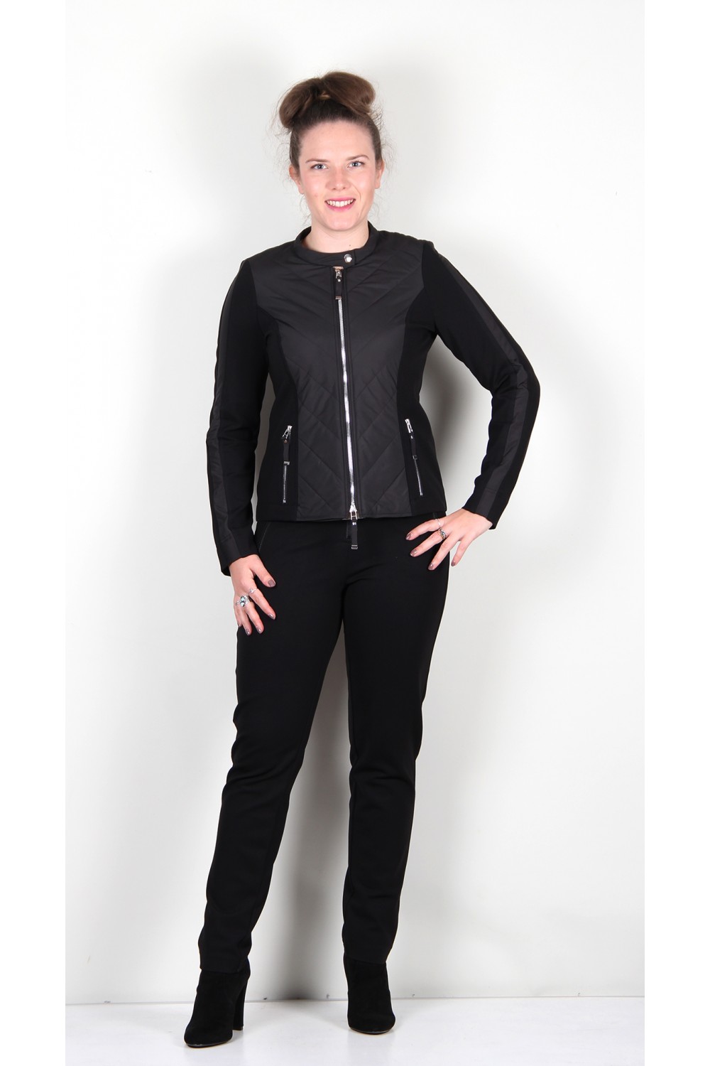 Icona Luxurious Quilted Zip Jacket Black