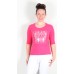 Icona Rhinestone Never Say Never Jersey Top Hot Pink