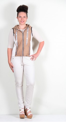 Icona Love Quilted Panel Hooded Gillet Taupe