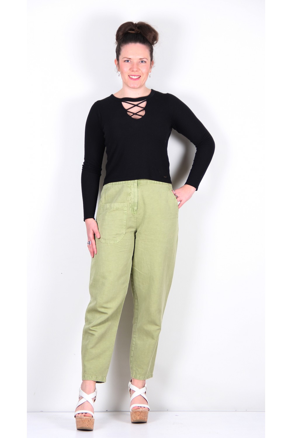 ISCHIKO Trousers Rollaa 204 Military Cotton-Linen-Lyocell-Mix