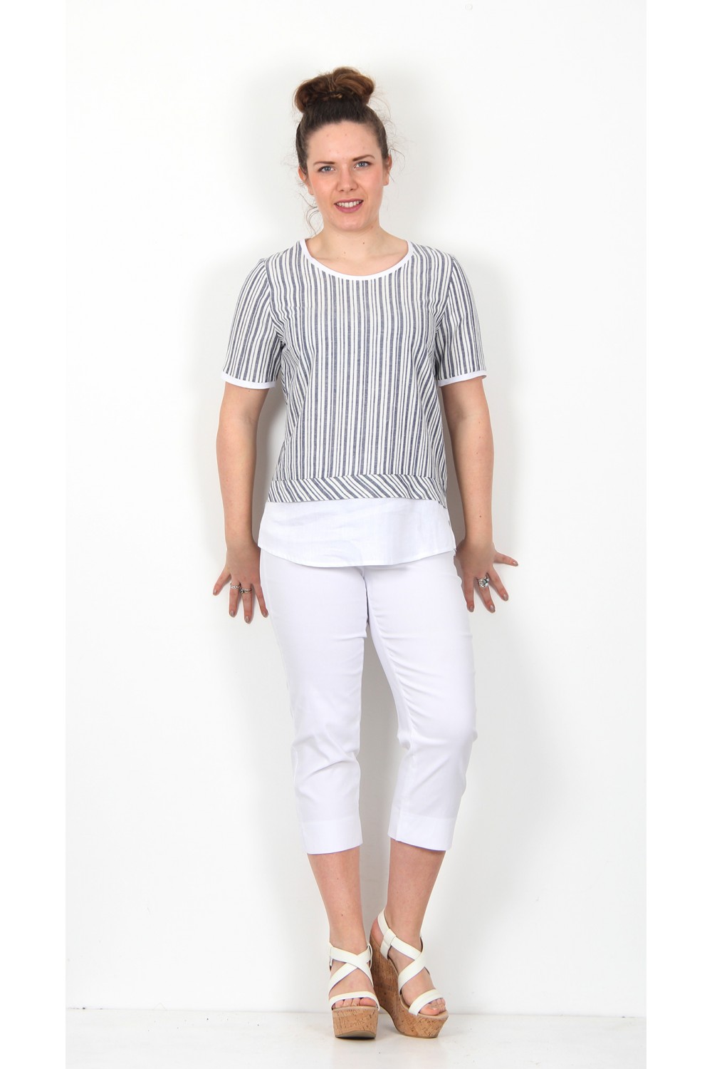 James Lakeland Lauretta Top Denim Stripe