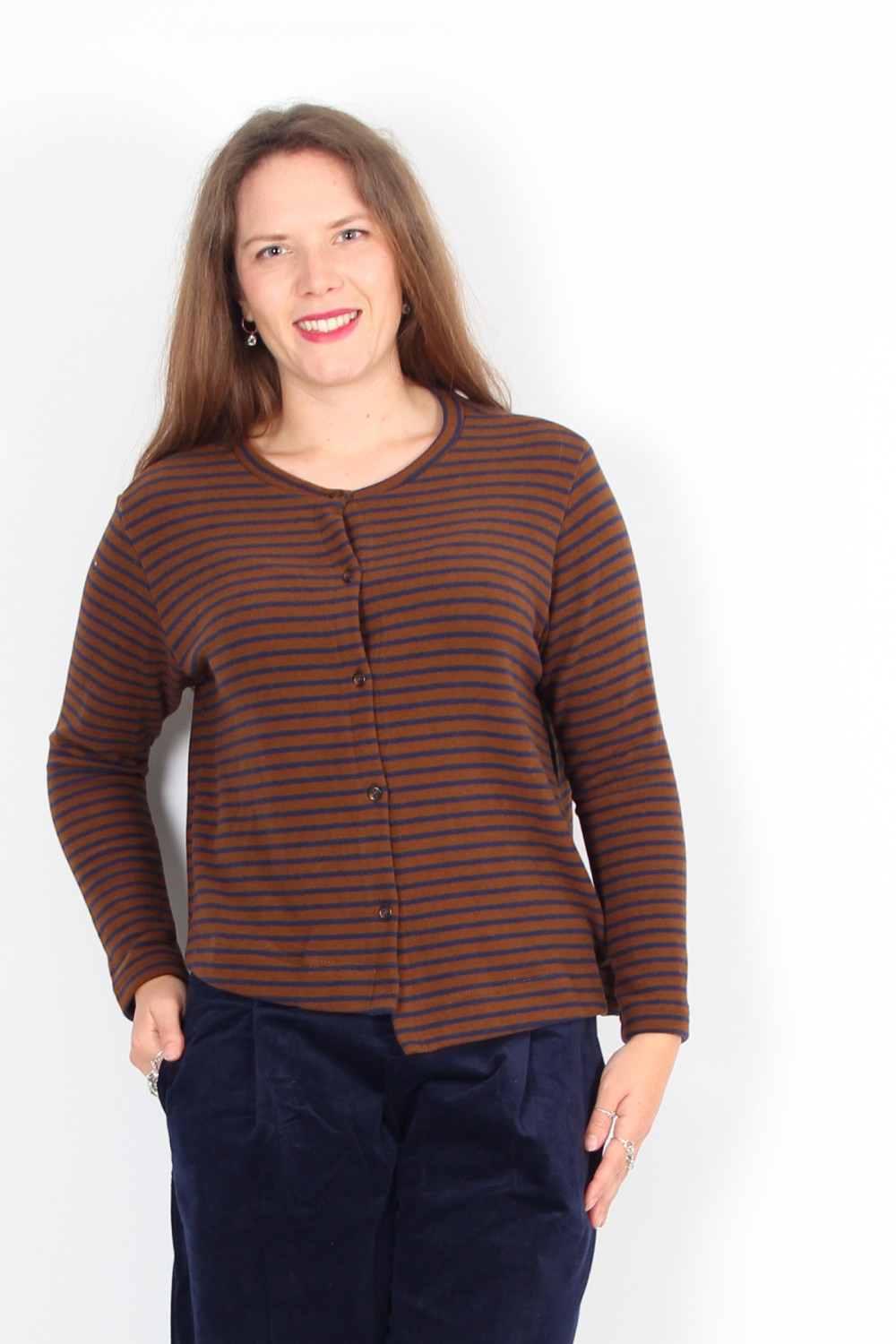 Mama B Crema Cardigan Cannella/Lagauna Stripe