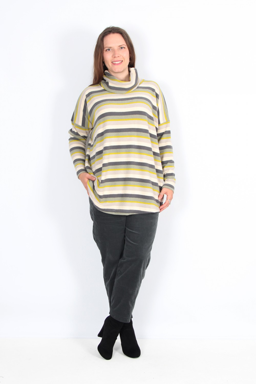 Mama B Bill U Roll Neck Top Linfa Stripe