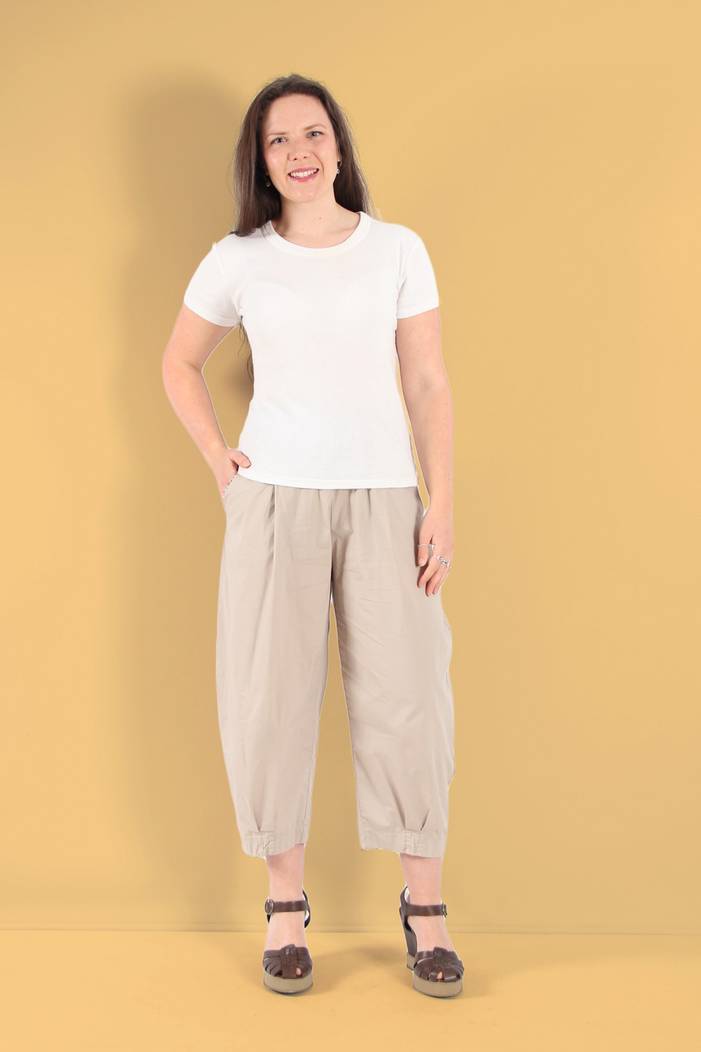 Mama B Bianco P Cotton Poplin Pant Argento