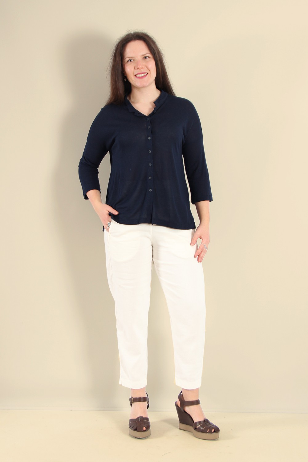 Mama B Ariete L Linen Blend Shirt Blue