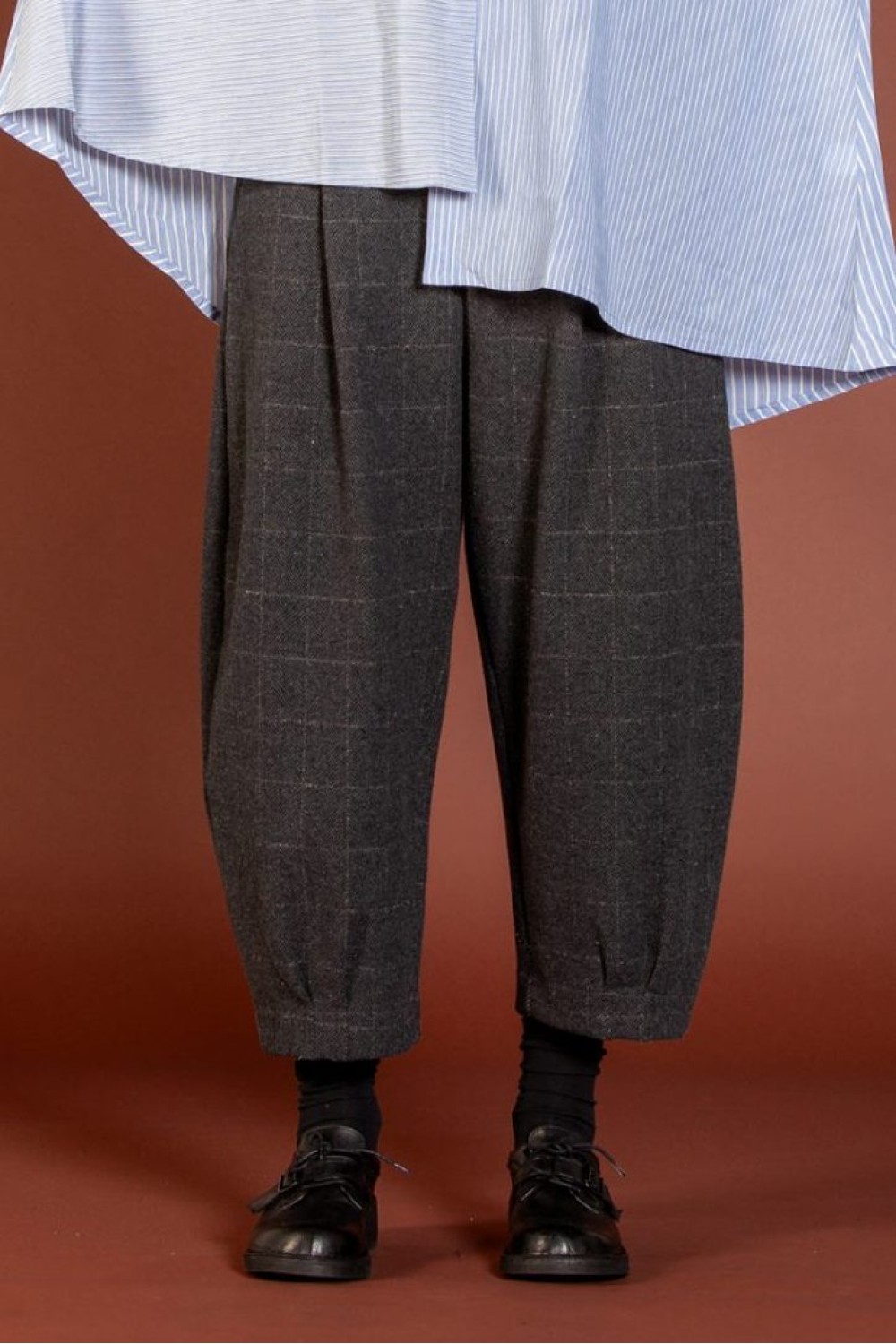 Mama B Bianco J Checked Herringbone Trouser Anthracite