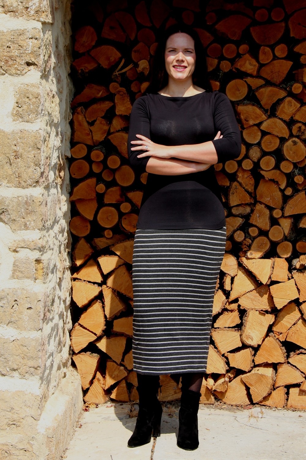 Mama B Lilla R Stripe Skirt Anthracite