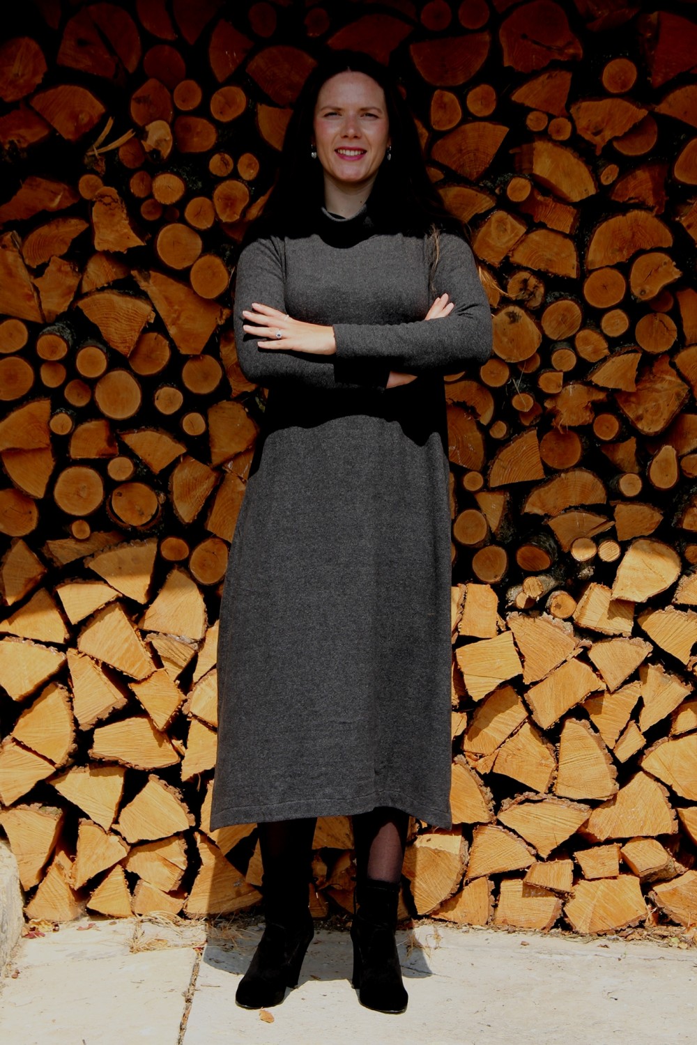 Mama B Tosca U Long Fleece Dress Anthracite