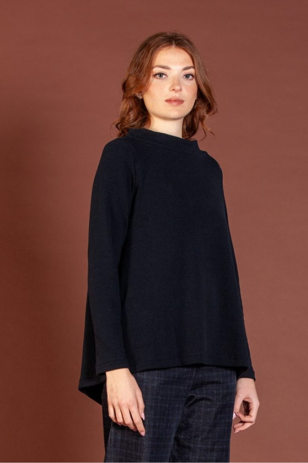 Mama B Victoria U High Collar Jumper Notte (Navy Blue)