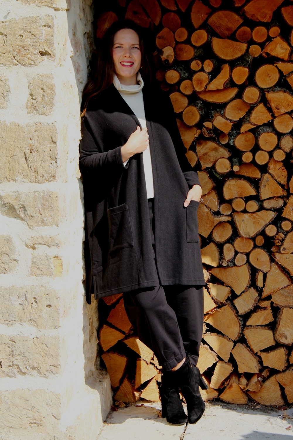 Mama B Soufle U Fleece Cardigan Nero